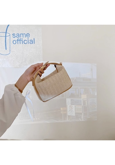 Eternal Luck Hasır Dokuma Küçük Casual Kadın El Çantası Bej