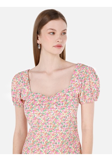 Colins Slim Fit Kadın Pembe Kısa Kol Elbise Cl1069057 Q1.v2 Pın Pembe