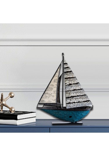 Suntek Yelkenli Tekne Dekor El Sanatları Metal Gemi 20x7x27cm