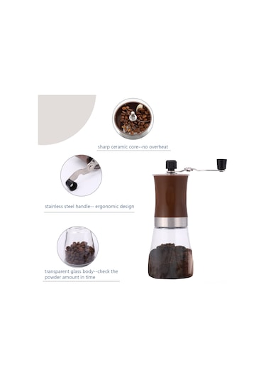 Xiyyadms Stahl Ve Cam El Coffee Değirmeni - Kahve Öğütü İçin Manuel Siyah/ Kahverengi Seçenekli Siyah