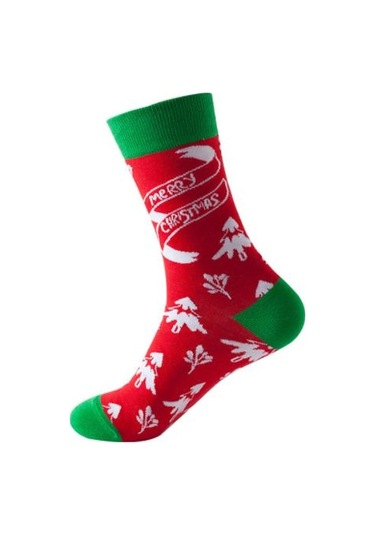Erkek, Kadın Ve Çocuklara Özel Ağaç Ve Kar Tanesi Desenli Midi Yılbaşı Çorapları.