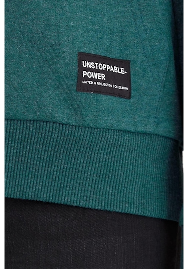 Comeor Kadın Yeşil Basic Kapüşonlu Regular Fit Rahat Sweatshirt 001