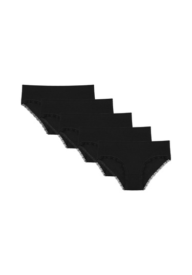 5'li Özel Viskon Kadın Külot 3195sd2 Siyah