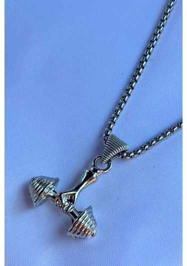 Dambıl El İşçiliği Paslanmaz Çelik Zincir Erkek Kolye Gümüş