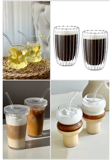 8 Li Kahve Bardağı Seti Cam Pipetli Pinterest Bardak