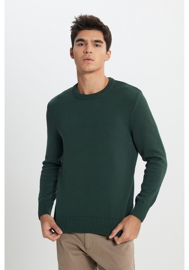 Regular Fit Normal Kesim Haki Triko Kazak L242474801 Haki