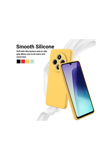 Xiaomi Poco M7 5g İçin Düz Renk Sıvı Silikon Damlamaz Tam Kapsama Telefon Kılıfı Sarı
