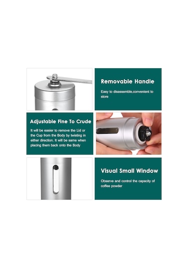 Wezone Elle Döndürülür Fincan Kahve Değirmeni, Farklı Eşik Ayarları İnce-orta-kalın İle Elle Zeytinyağı, Biber, Baklagiller Değirmen Diğer