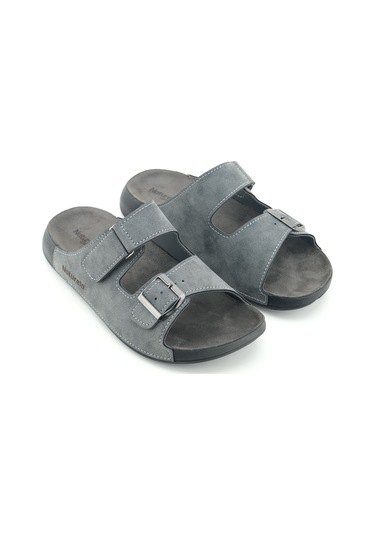 Gezer Naturela Comfort Erkek Yazlık Rahat Taban Suni Deri Tek Cırt Cırtlı Tek Tokalı Ayarlanabilir G Füme