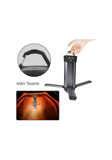 Powermaster Pm-24566 35 Watt Usb - Type-c Girişli P50 Ve Cob Ledli 3 Kanatlı Kollu Çalışma Lambası Siyah