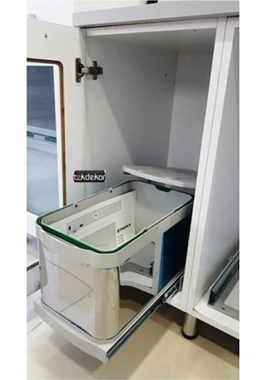 Çöp Kovası Paslanmaz Çelik Raylı S 2574 Kısa Boylu Antrasit - Gri