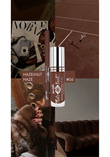Barry M That's Swell Peptide Dudak Lip Gloss Set Lip Liner Ve Lip Gloss Hazelnut Haze Saf Ve Doğal Kahverengi