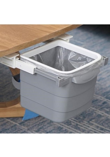 Zmc Bilişim Mini Masa Çöp Kovası Plastik Tezgah Altı Geri Çekilebilir Yapışkanlı Görünmez Bölme Pratik Çok Renkli