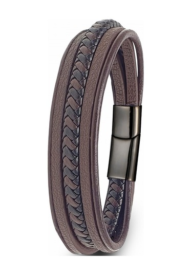 Fm Kahve Siyah Çoklu Deri Bileklik 31833b2d4 Kahverengi