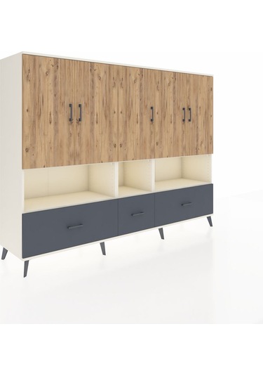 Hyperion Dolap 12 Raflı 3 Çekmeceli 5 Kapaklı 220x44x163 Aytaşı-ç Aytaşı-çam/antrasit