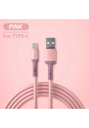 Nnbılı 3a Usb C Kablosu Hızlı Şarj Tip C Sıvı Yumuşak Silikon Veri Kablosu Pink 1.5m Diğer