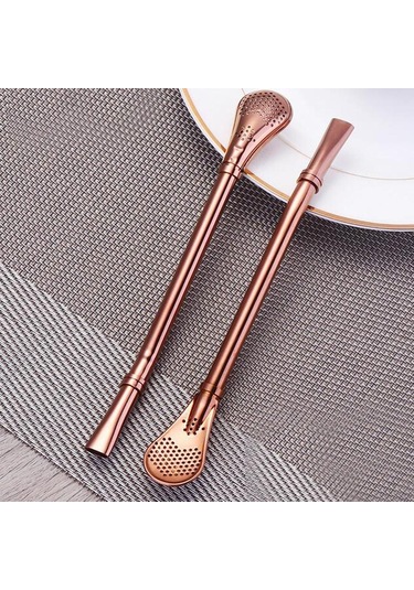 Suntek Yaratıcı Kahve Kaşığı İçme Straw Mini Yerba Mate 001