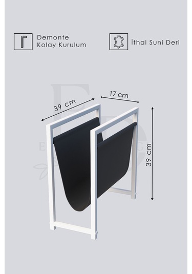 Coral Koltuk Yanı Dergilik , Gazetelik , Kitaplık, Beyaz Metal - Kahverengi Deri