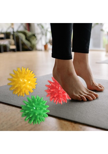 Homyl 3x Masaj Topu Relax Kompakt Yoga Pilates Omuz Sırtı Için Kırmızı