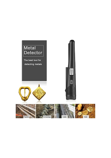 Metal Dedektörü, Taşınabilir Yüksek Hassasiyetli Metal Dedektörü Dokuma Kılıf Çanta İle Tek Tuşla Led Göstergesi Altın Dedektörü Siyah