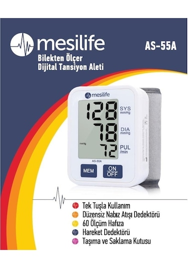 Mesilife AS-55A Tam Otomatik Bilekten Ölçer Tansiyon Aleti