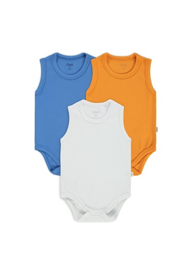 Civil Baby 3'lü Karışık Renk 3-36 Ay Çıtçıtlı Badi - Turuncu