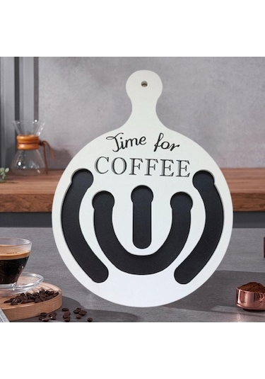 Trendooze Ahşap Kahve Pod Tutucu Seri Raf, Beyaz, Bar/kafe Dekoru Beyaz