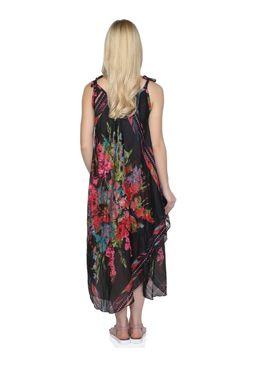 Askılı Vual Afrodit Midi Boy Elbise Siyah 6063