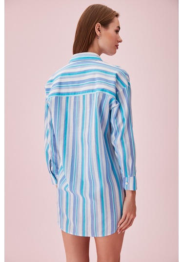 Suwen Greta Tunik Sba24320642 Turkuaz Çizgili Turkuaz