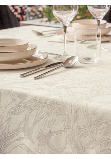Cotton Box Jakarlı Dertsiz Masa Örtüsü Lavinia Krem 155x220