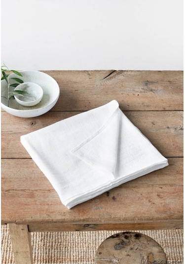 WellstilPremium Keten Masa Örtüsü  Beyaz