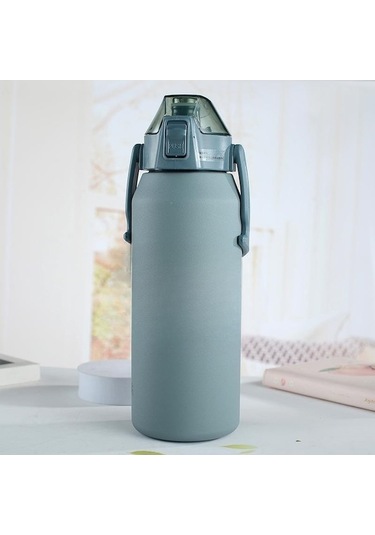 Novahub Mavi 316 Paslanmaz Çelik Termos Büyük Kapasiteli Saman Bardak Açık Spor Seyahat Su Isıtıcısı Araba Su Bardağı 1.3 L Mavi