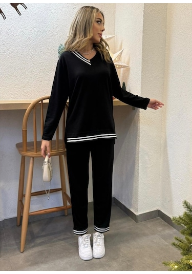 Lucky Life Kadın Yeni Sezon Uzun Kollu Ribana Detay Ikili Takım 001