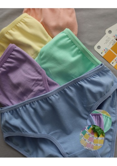 Alya Underwear Kız Çocuk Kalpli Dokuma Lastik Pamuklu Kumaş Slip Külot 5'li Paket 5 Adet Beyaz Renkli P15