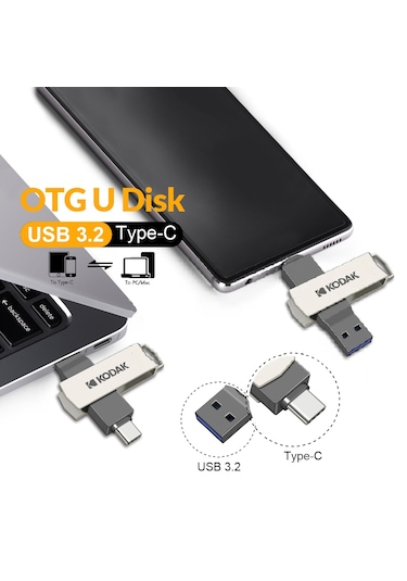.  Kodak K273  32 GB Type-C ve Usb 3.2 Type-C Çift Giriş Otg Flash Bellek