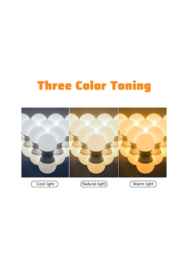 Vkemall Ayna Ön Işıkları Şifonyer Dolum Makyaj Aynası Ampulü Üç Renkli Kısılabilir Usb D