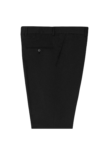 Süvari Siyah Regular Düz Pantolon