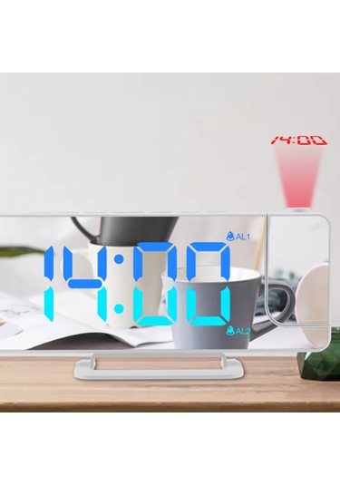 Dofolink Ts-9210 Beyaz Rgb Projeksiyon Saat - Led Ekran, 180 Döner Projektör, 6 Seviye Parlaklık, İki Alarm, Uyku Fonksiyonu, Ayna Yüzey