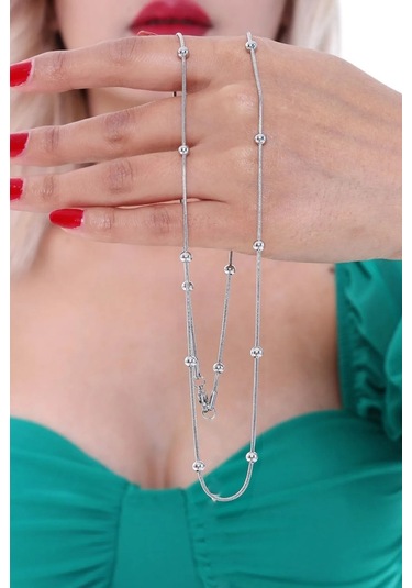 İtalyan Top Detaylı Yılan Çelik Erkek Kadın Zincir Kolye Eck57k Metalik