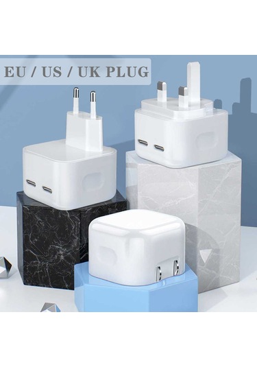 35w Gan Şarj Cihazı 2 Bağlantı Noktalı Hızlı Şarj C Tipi Pd Hızlı Şarj Cihazı Taşınabilir Seyahat Duvar Usb C İphone Uyumlu Şarj Cihazı 13 12 11 Pro Max İpad Uyumlu