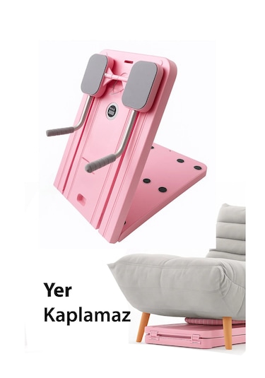 Pilates Aleti Zamanlayıcılı, Direnç Bantlı Çok Amaçlı Egzersiz Tahtası Açık Pembe