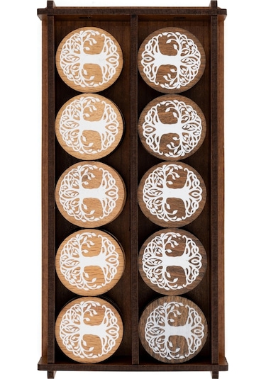 4 Numara Hayat Ağacı Desenli Tavla Pulu