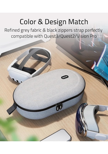 Large Sert Taşıma Çantası Meta Quest 3s/3/oculus 2/pico 4 Uyumlu Gri M42 L