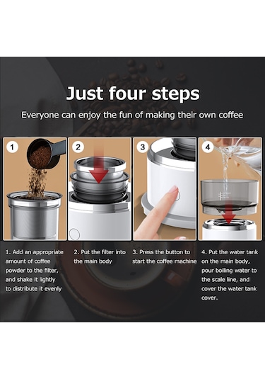 Xiyyadms Taşınabilir Mini Espresso Makinesi - Pil İle Çalışan Seyahat Kahve Demleme Cihazı