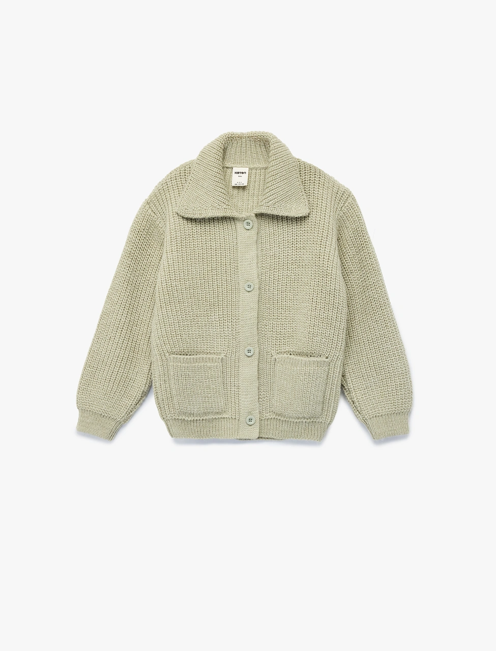 Koton Düğmeli Cepli Uzun Kollu Polo Yaka Triko Hırka Yeşil 6wmg90001ht Yeşil