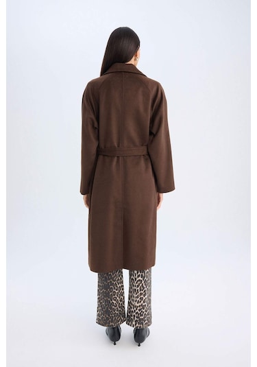 DeFacto Relax Fit Uzun Kaşe Kaban Polo Yaka Düğmeli Kemerli Cepli C9467AX24WNBN495 Kahve DeFacto Relax Fit Uzun Kaşe Kaban Polo Yaka Düğmeli Kemerli Cepli C9467AX24WNBN495 Kahve