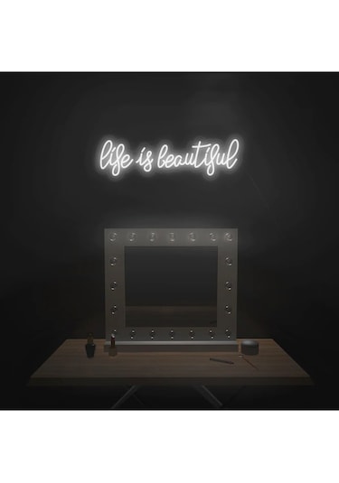 Twins Led Life Is Beautiful Yazılı Neon Tabela Beyaz Model:model:34263366 Beyaz
