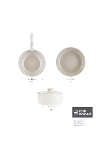 Karaca x Refika Swiss Crystal Almond Cream Easy Clıp 5 Parça Tencere Seti Ind