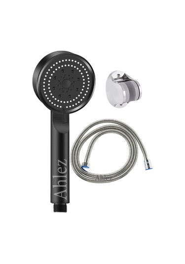 Qianfan Siyah Turbo Fan 5 Fonksiyonlu Duş Başlığı + İpli Duş Siyah