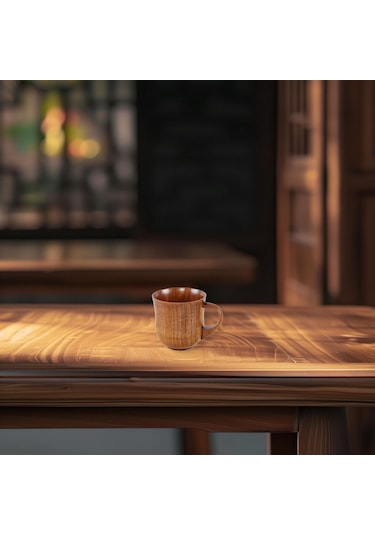 Suntek Ahşap Bardak Küçük Cilalı Basit Saplı Süt İçme Kahverengi